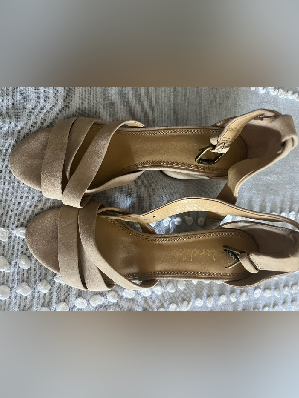 Splendid Tan Strappy Ankle Buckle Heels